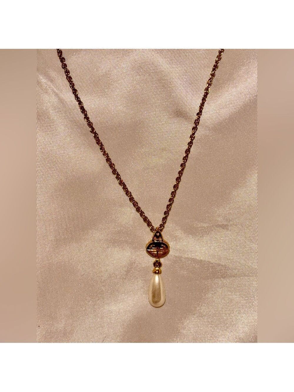 Givenchy Necklace with Pearl Drop on Rope Chain